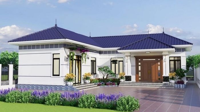 Mẫu ngôi nhà cấp 4 hình chữ L mái Nhật