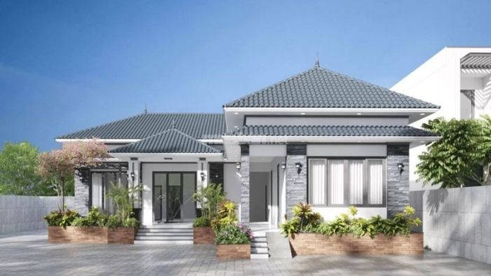 Ngôi nhà cấp 4 nông thôn chữ L sở hữu sân vườn