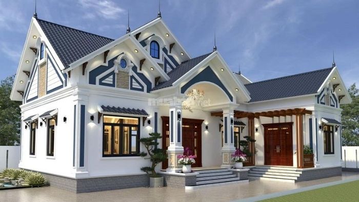 Ngôi nhà cấp 4 hình chữ L với mái Thái