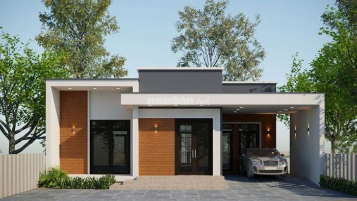 Mẫu ngôi nhà cấp 4 hình chữ L mái bằng cực kỳ đẹp