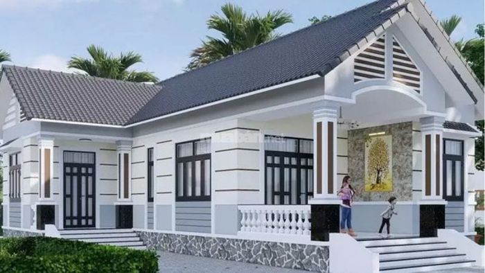 Mẫu nhà cấp 4 hình chữ L mái Thái
