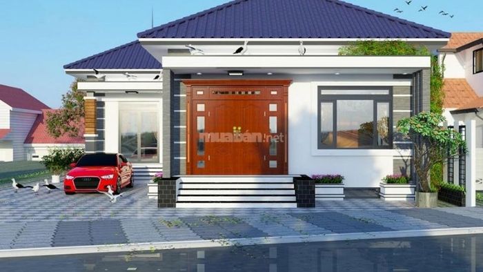 Nhà cấp 4 nông thôn hình chữ L với mái Thái