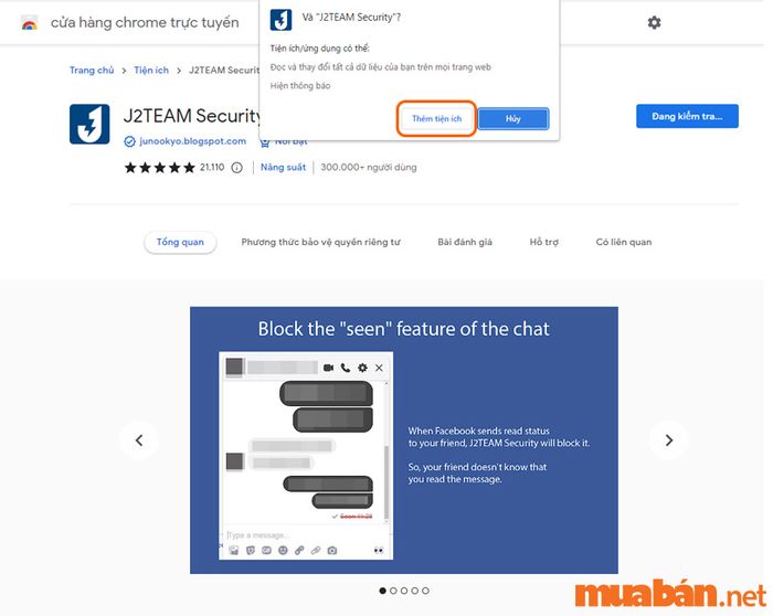 Nhấn “Thêm tiện ích”