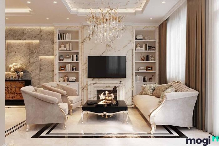 Thiết kế nội thất nhà phố 2 tầng tân cổ điển sang trọng