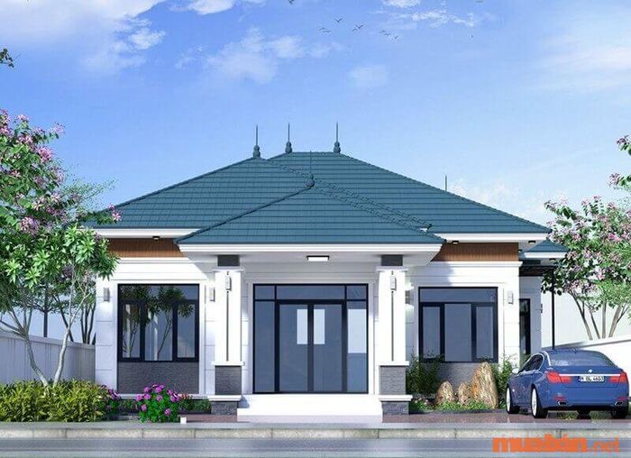 Nhà cấp 4 mái ngói dốc phong cách Nhật Bản.