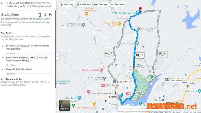 Hướng đi đến Đồi Mộng Mơ Đà Lạt