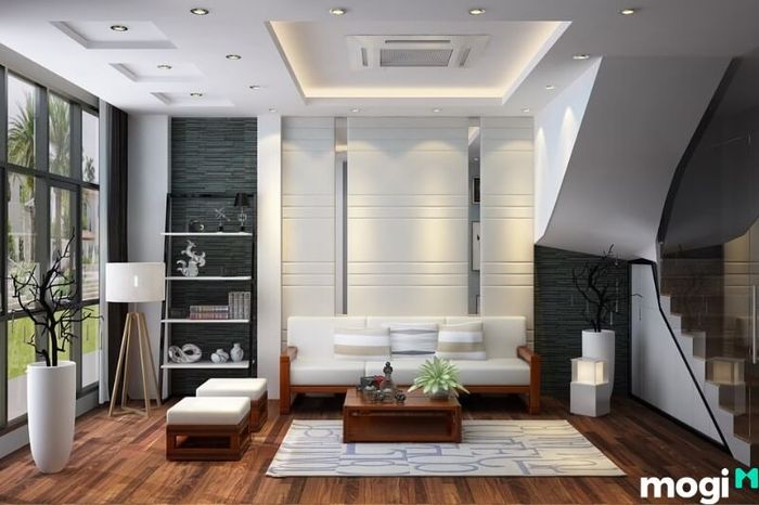 Mẫu 2 thiết kế nội thất phòng khách nhà phố 2 tầng