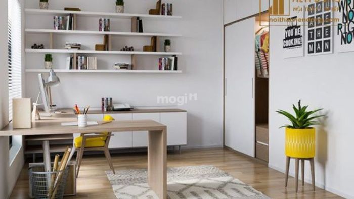 Trong thiết kế Bắc Âu, có thể lắp cửa sổ lớn gần bàn làm việc để tận dụng ánh sáng tự nhiên