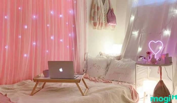 Thiết kế phòng trọ 16m2 sử dụng rèm cửa
