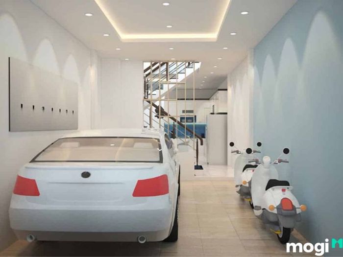 Mẫu thiết kế nhà để xe ô tô màu sáng