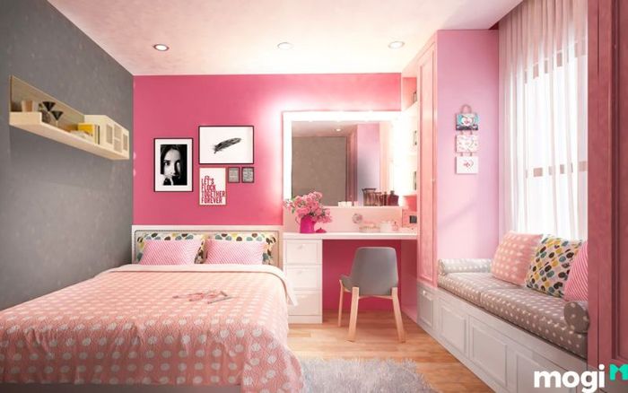 thiết kế phòng ngủ 10m2 dành cho bé gái
