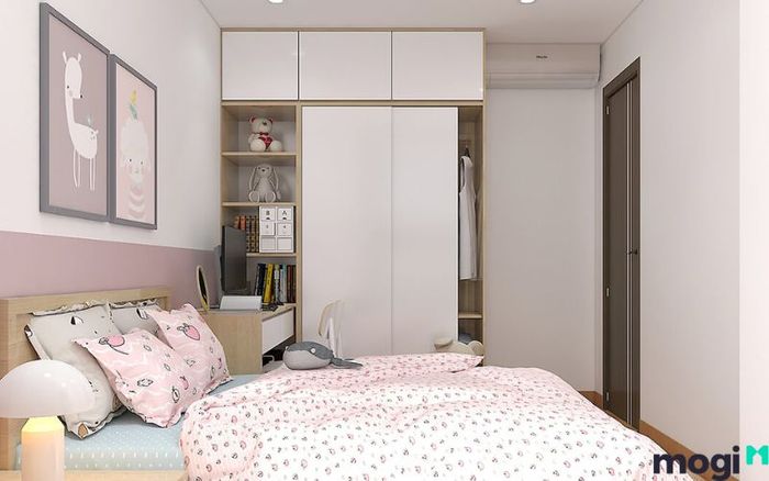 Thiết kế phòng ngủ bé gái với nội thất chủ đạo là màu trắng