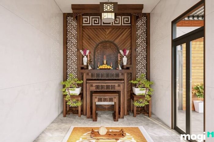 Không gian thờ trong nhà phố 1 trệt 1 lầu
