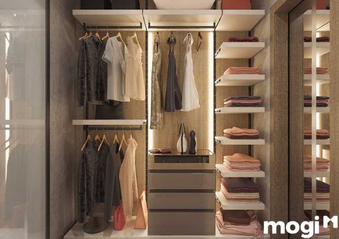 Mẫu phòng thay đồ gọn nhẹ, tối giản