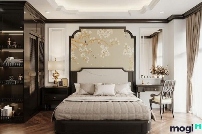 Phong cách nội thất phòng ngủ cho nhà phố một trệt một lầu theo kiểu Indochine