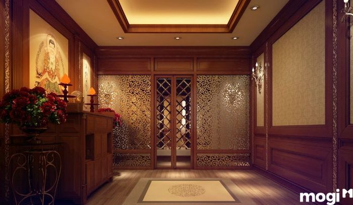 Phòng thờ trong biệt thự cổ điển