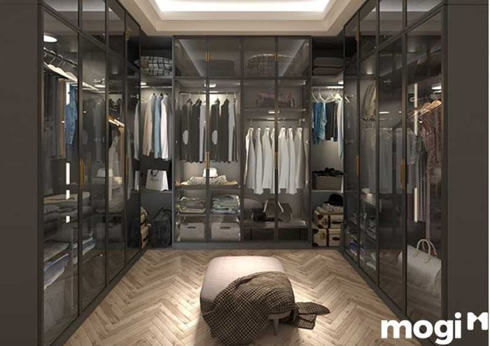 Gương trong không gian phòng thay đồ hiện đại