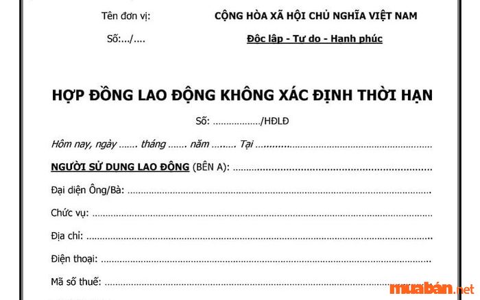 Hợp đồng làm việc không xác định thời hạn