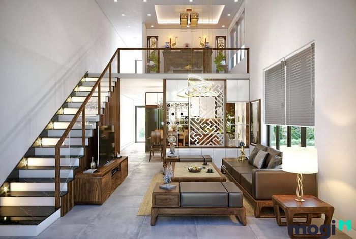 Mẫu nhà gác lửng với 3 phòng ngủ