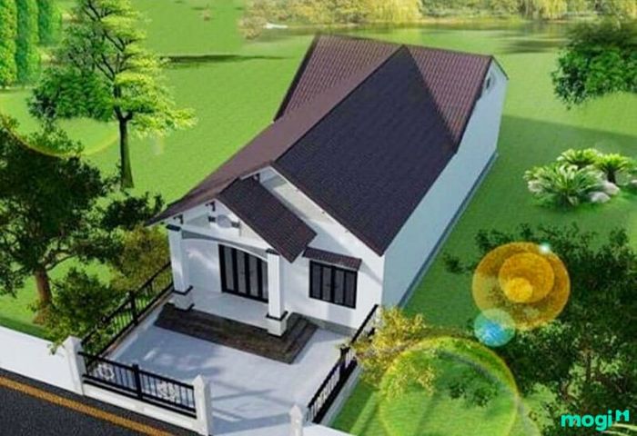 Nhà cấp 4 với mái gạch kiểu 1