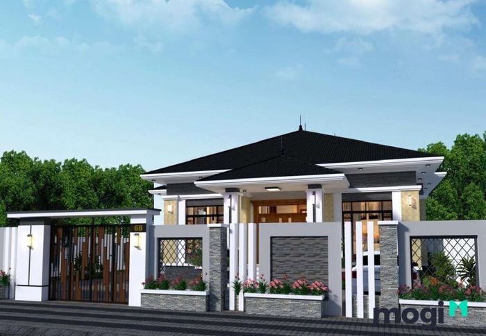 Mái Nhật đặc trưng với độ bằng cao và ít dốc.