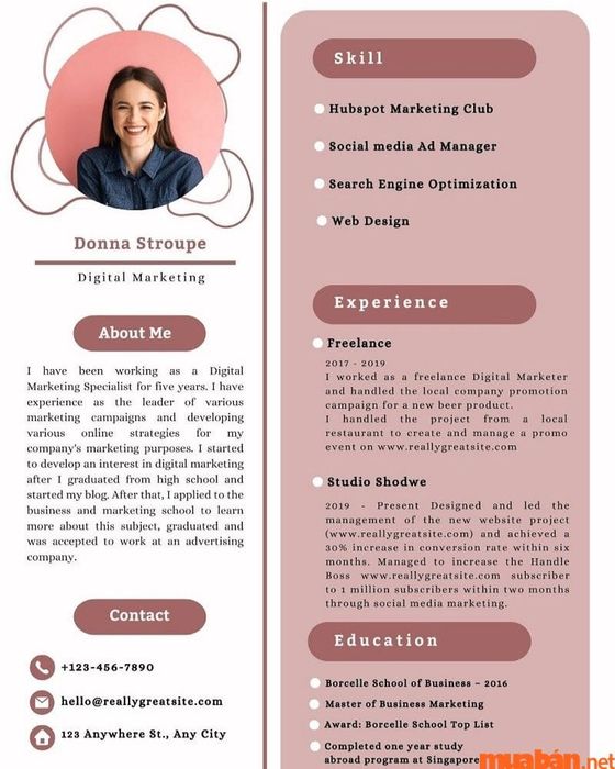 Phiên bản tiếng Anh dành cho vị trí ứng tuyển Digital Marketing