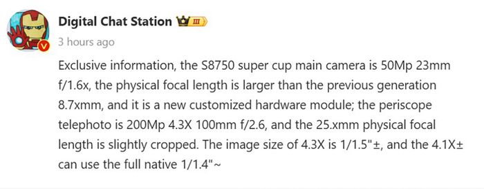 Thông tin về camera chính và tiềm năng của Xiaomi 15 Ultra
