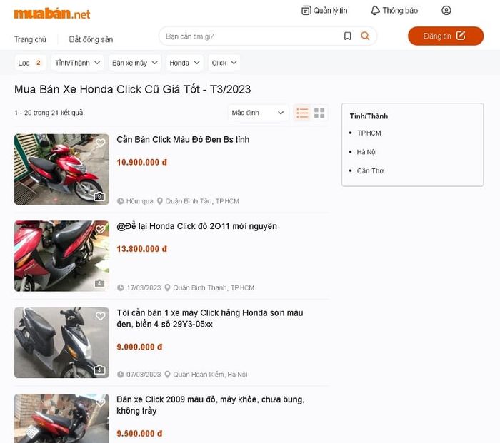 Xem giá xe Click 125 cũ trên Mytour