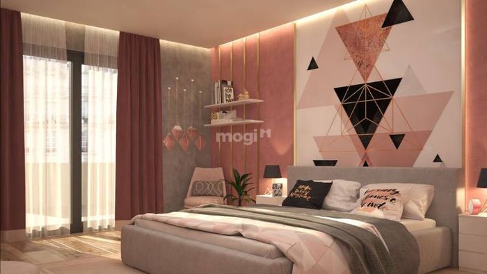 Phòng ngủ hiện đại cho nữ với sắc hồng nổi bật, tạo điểm nhấn ấn tượng