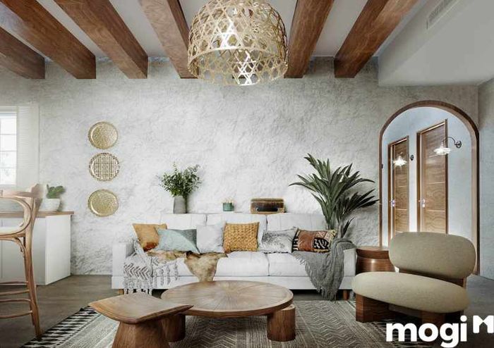 Phong cách thiết kế nội thất Rustic chủ yếu sử dụng nguyên liệu tự nhiên, với thiết kế mộc mạc