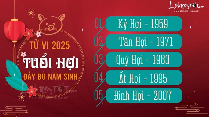 Tử vi năm 2025 của các tuổi Hợi