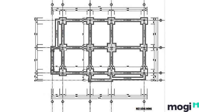Bản vẽ mặt bằng của móng băng