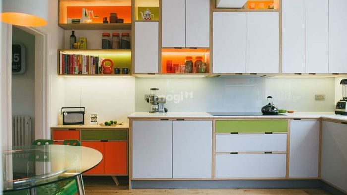 Nội thất phòng bếp phong cách Retro với các chi tiết độc đáo