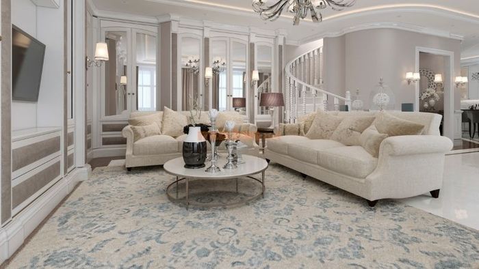 Phòng khách đẹp với những chi tiết trang trí tinh xảo bằng kim loại, tạo nên vẻ đẹp sang trọng.
