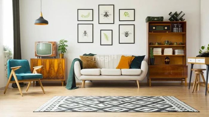 Mẫu thiết kế phòng khách Retro 1