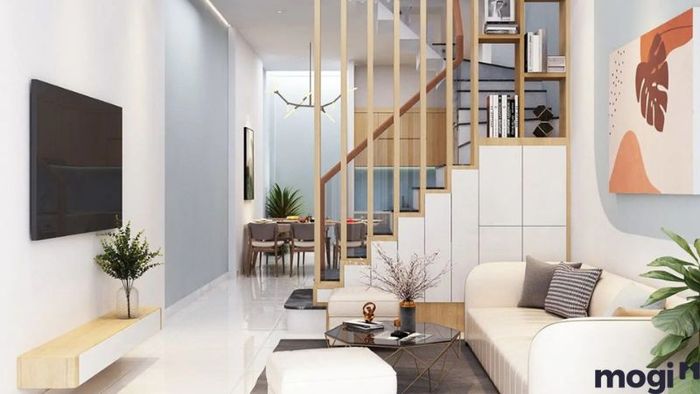Mẫu Phòng Khách Nhà Ống Với Cầu Thang Đẹp Mắt