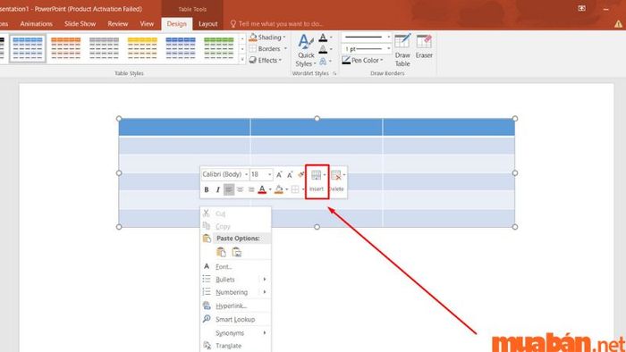 Thêm một dòng trong PowerPoint
