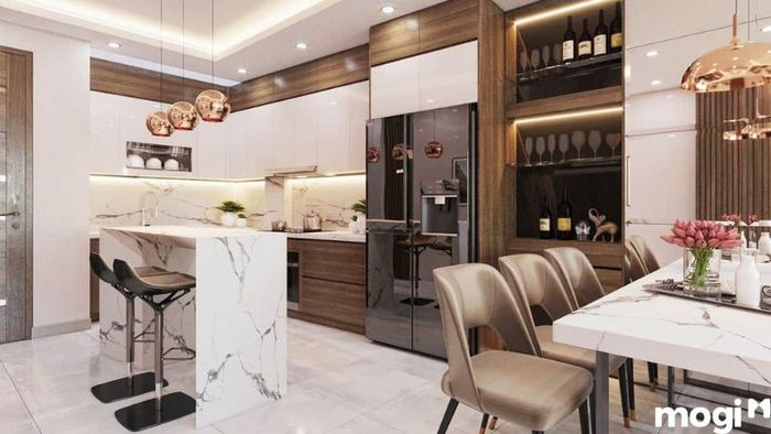 Mẫu Phòng Khách Nhà Ống Thông Với Bếp Mang Lại Cảm Giác Mở Rộng, Gần Gũi Cho Không Gian Sống Của Bạn