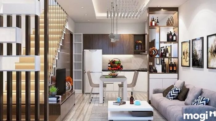 Phòng Khách Nhà Ống Với Cầu Thang Đẹp Mắt