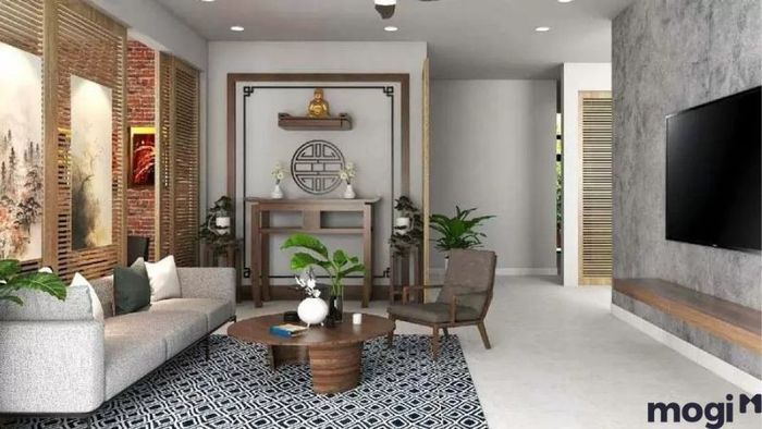 Mẫu Phòng Khách Nhà Ống Kết Hợp Với Phòng Thờ, Lý Tưởng Cho Không Gian Thờ Cúng Trong Gia Đình