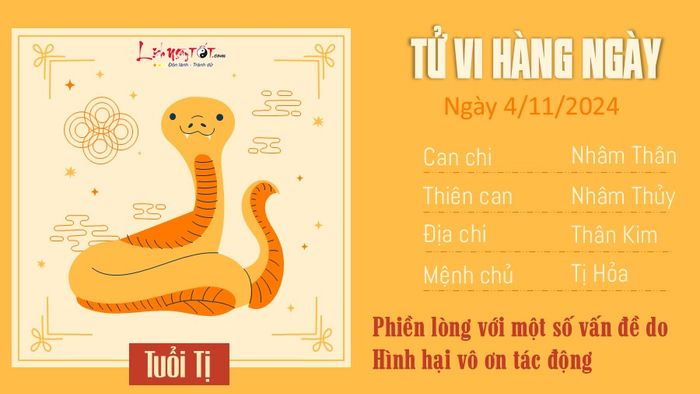 Tử vi hàng ngày 4/11/2024 của 12 con giáp - tuổi Tị