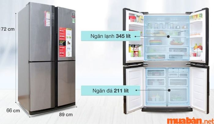 Tủ lạnh 4 cánh dưới 15 triệu – Sharp Inverter 4 cánh 626 Lít SJ-FX630V-ST