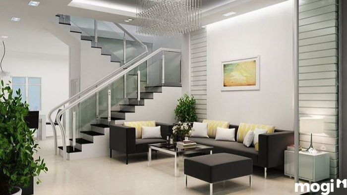 Mẫu Phòng Khách Nhà Ống Cầu Thang Đẹp Và Hài Hòa