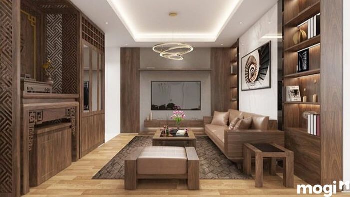 Mẫu Phòng Khách Nhà Ống Kết Hợp Phòng Thờ Tạo Nên Không Gian Đầm Ấm Và Tôn Kính