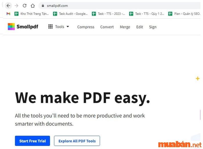 Truy cập vào website SmallPDF.com để tiến hành nén file.
