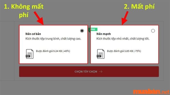 Lựa chọn giữa hai chế độ nén có sẵn.