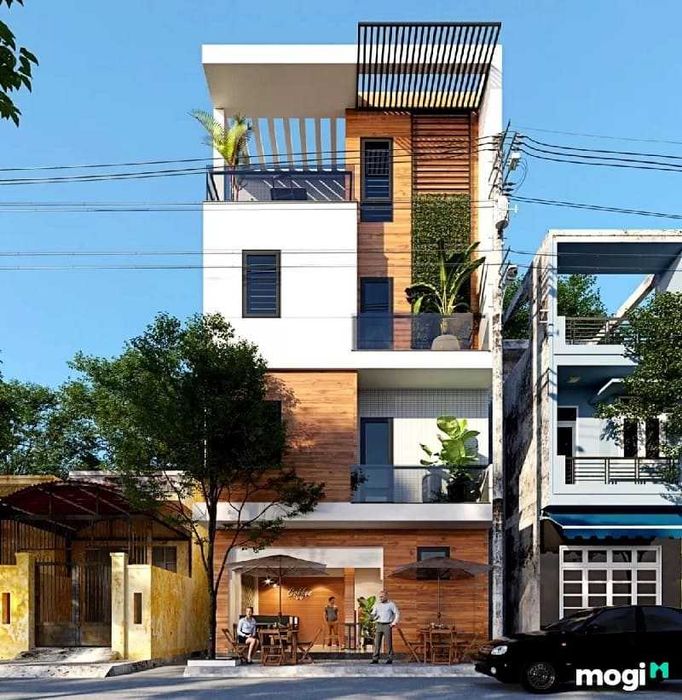 Mẫu thiết kế nhà ngang 7m dài 10m dạng shophouse, lý tưởng cho những ai muốn kết hợp ở và kinh doanh