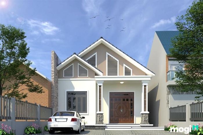 Mẫu nhà ngang 7m x 10m 1 tầng với kiểu dáng đơn giản, hiện đại và đầy đủ tiện nghi.