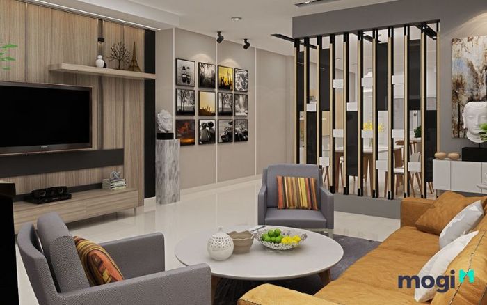 Thiết kế nội thất căn hộ chung cư 2 phòng ngủ phong cách hiện đại