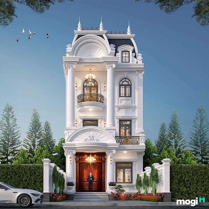 Mẫu thiết kế nhà ngang 7m dài 10m theo phong cách tân cổ điển, sang trọng và hiện đại